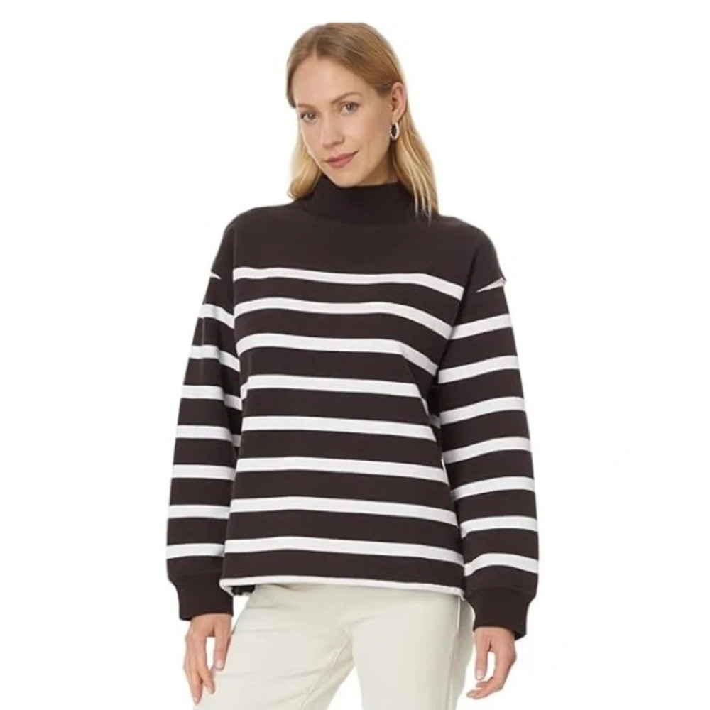 Madewell Montenego Mock Neck Sweater Size M Striped Mock Neck Relaxed Top Breton